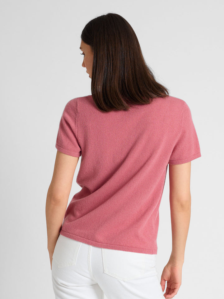 cashmere t-shirt tee shirt sustainable fashion luxury quality norwegian design. Color Pink Berry