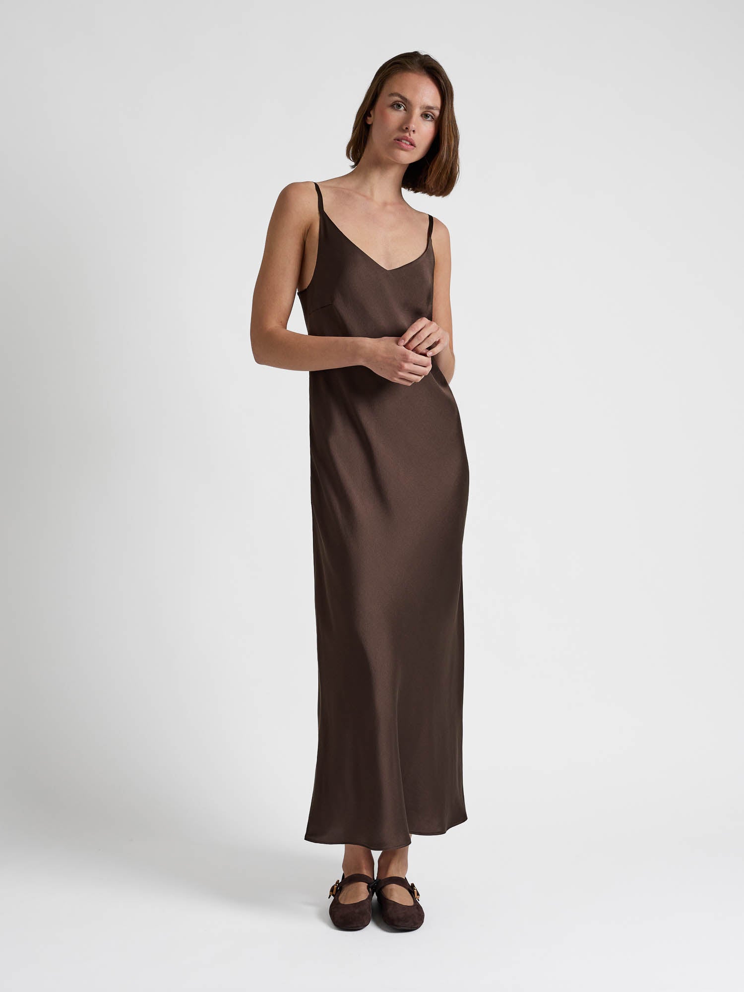 Silk Dress | “Dahlia” – Brown