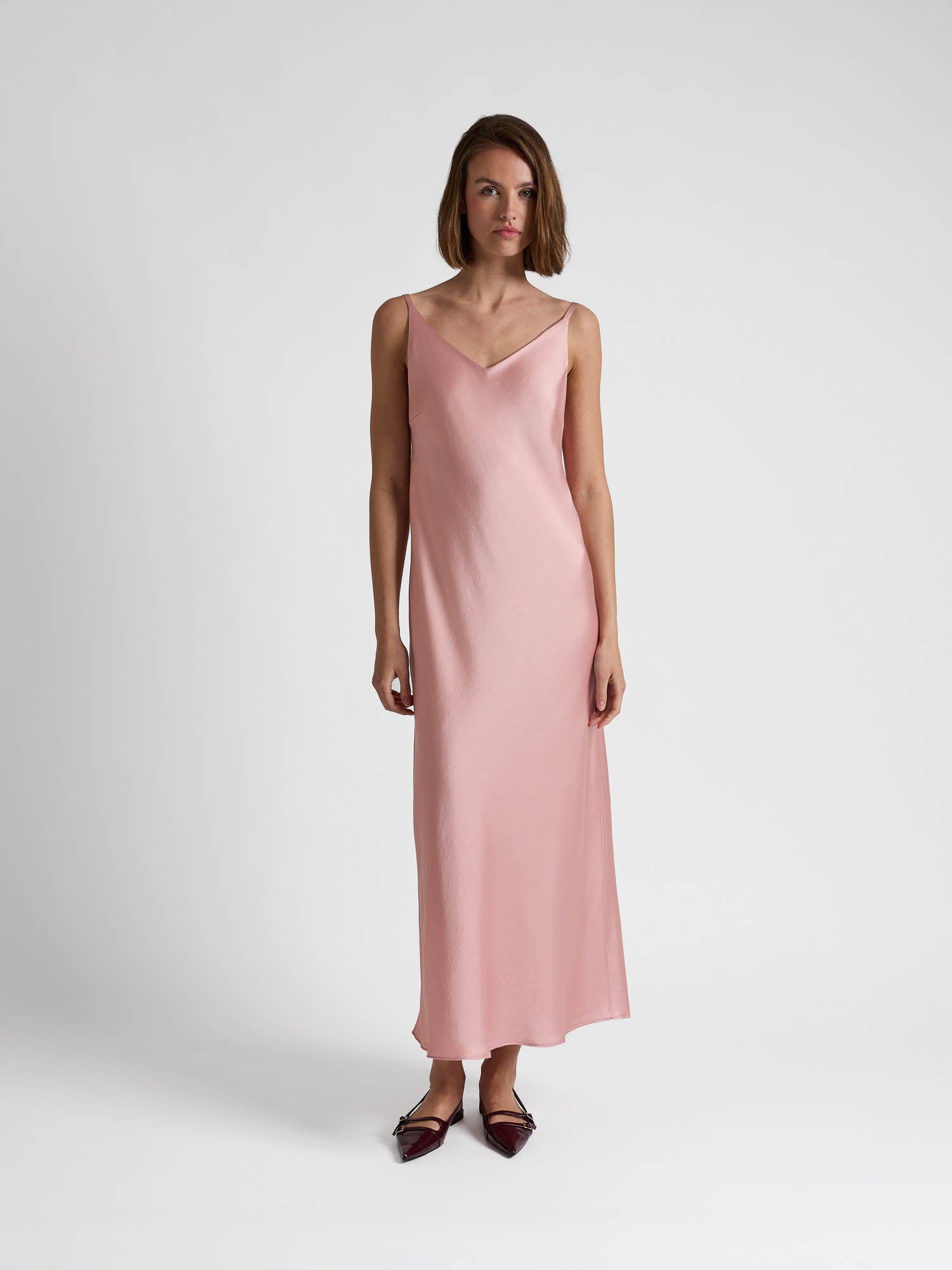 pink silk dress 