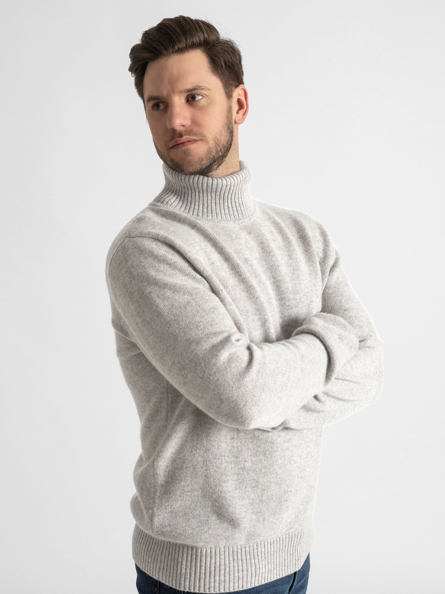 Cashmere roll online neck jumper mens