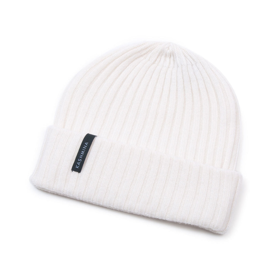 Cashmere beanie "Oda" - white - 100% pure Cashmere - Scandinavian design - Kashmina of Norway