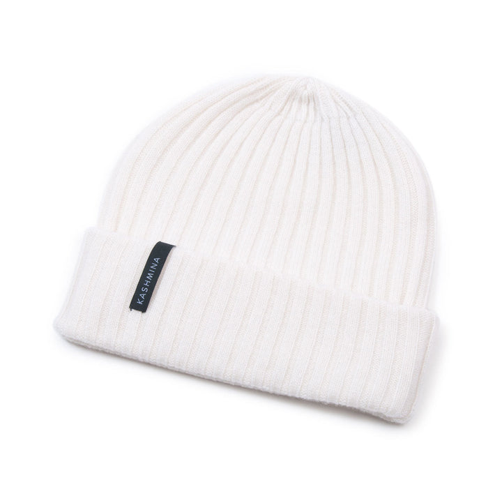 Cashmere beanie "Oda" - white - 100% pure Cashmere - Scandinavian design - Kashmina of Norway
