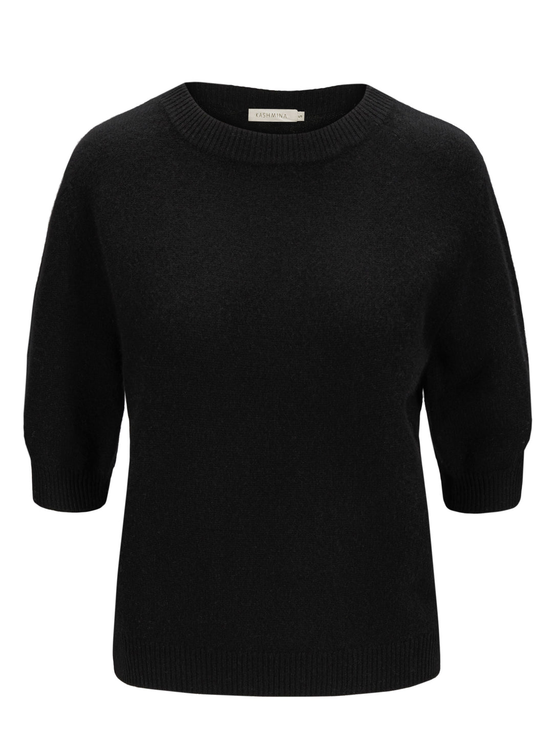 Short sleeved cashmere sweater "Aase" in 100% pure cashmere. Scandinavian design by Kashmina. Color: Black.