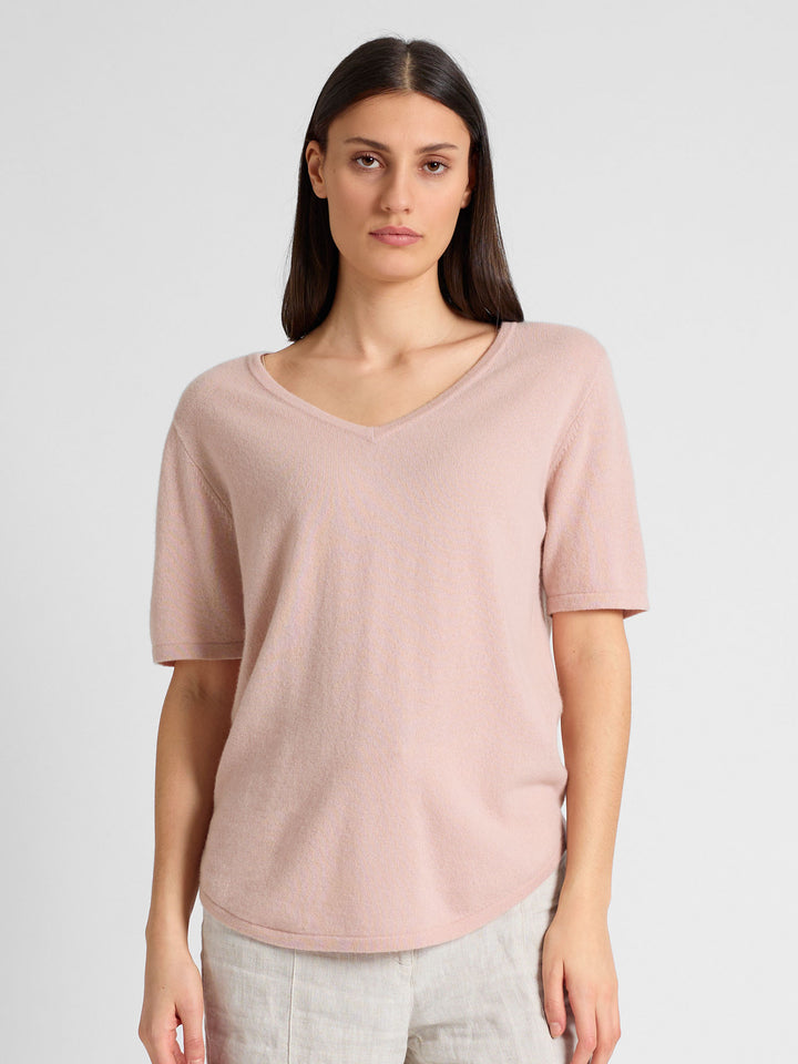 Cashmere T-shirt "Iben" 100% cashmere from Kashmina. Rose glow