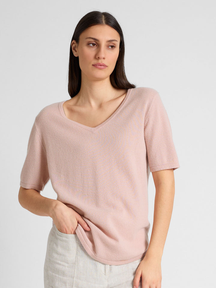 Cashmere T-shirt "Iben" 100% cashmere from Kashmina. Rose glow