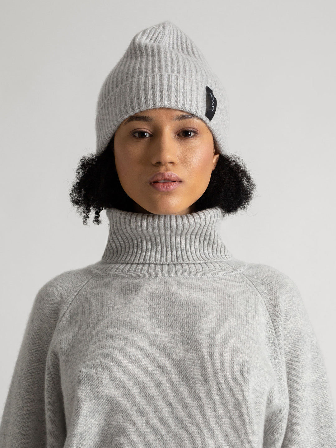 Cashmere cap "Elli", 100% pure cashmere, light grey, knitted, non itching, soft, beanie, cap, Scandinavian design by Kashmina