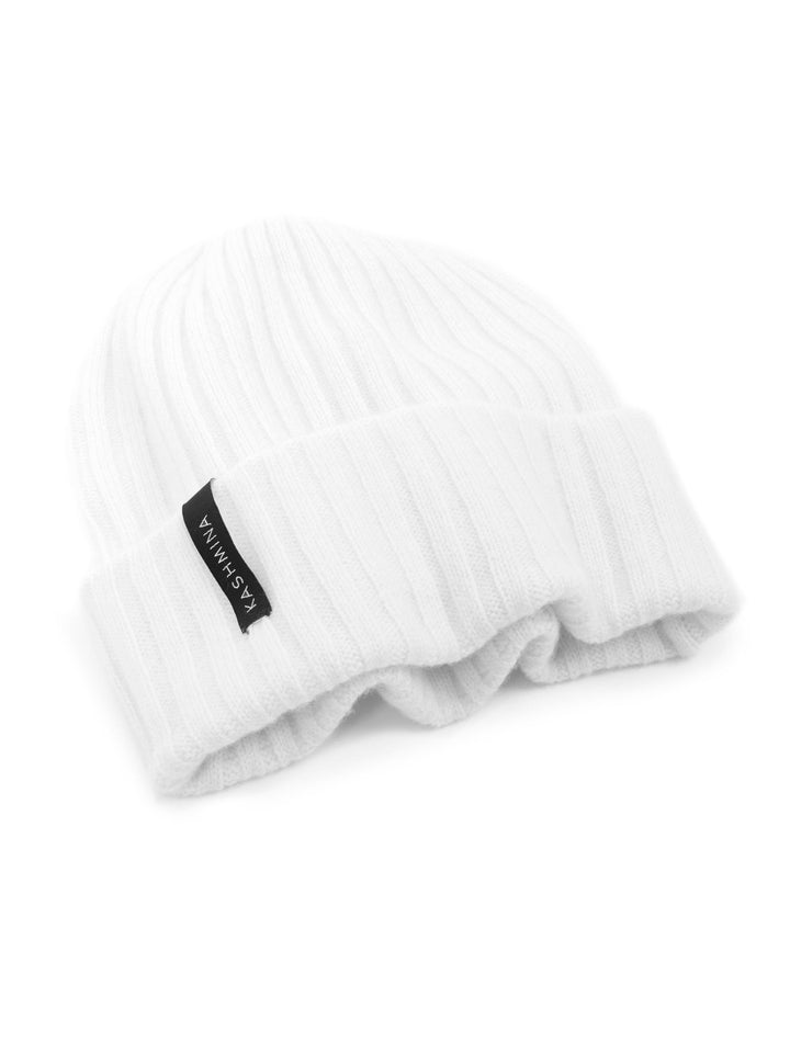 Cashmere beanie "Oda" - white - 100% pure Cashmere - Scandinavian design - Kashmina of Norway