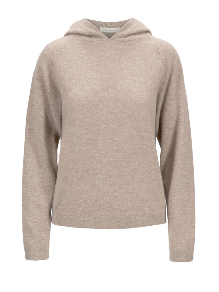 Cashmere hoodie made of 100% pure cashmere. Color: Toast. Scandinavian design by Kashmina.
