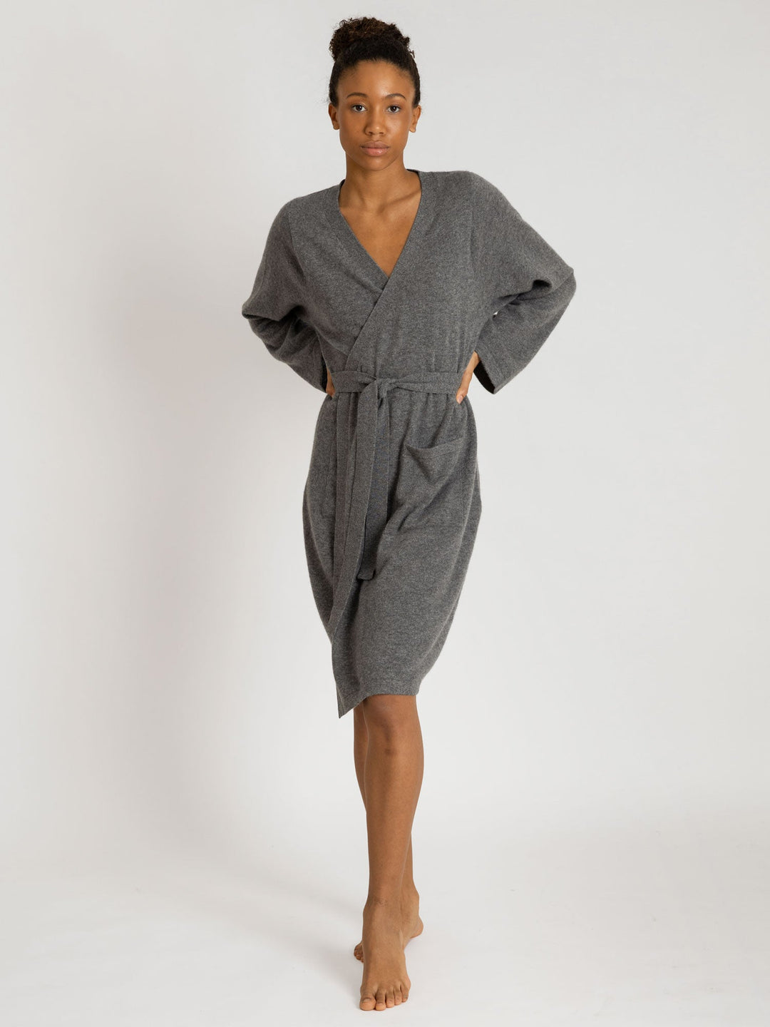Cashmere robe "Classic" - dark grey - 100% pure Cashmere - Scandinavian design - Kashmina of Norway