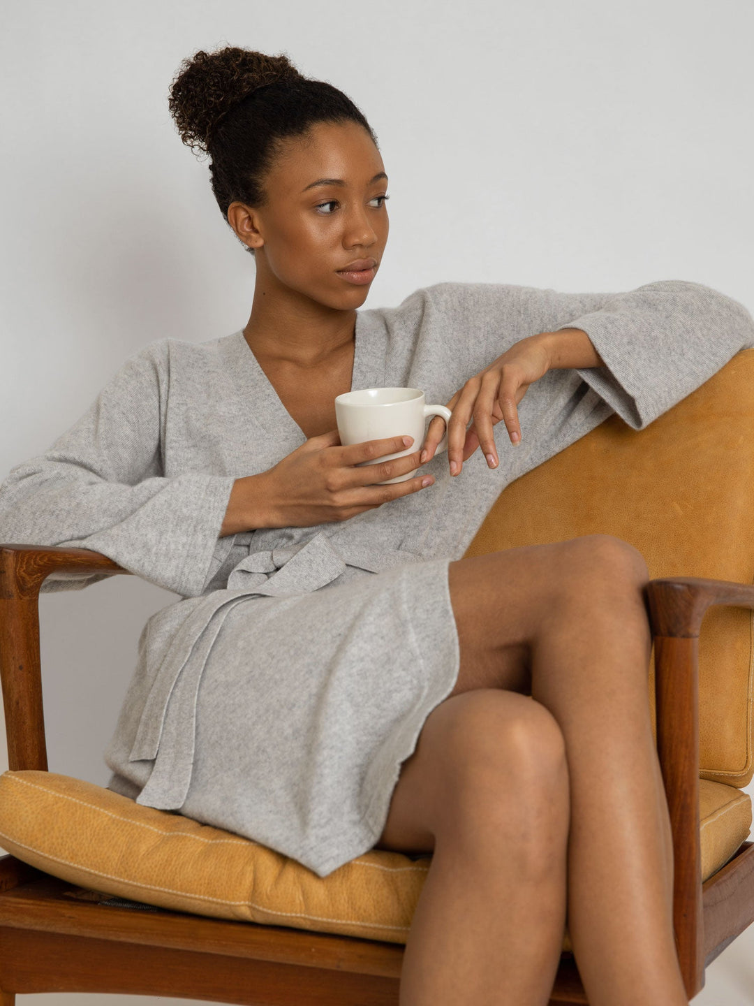 Cashmere robe "Classic" - light grey - 100% pure Cashmere - Scandinavian design - Kashmina of Norway