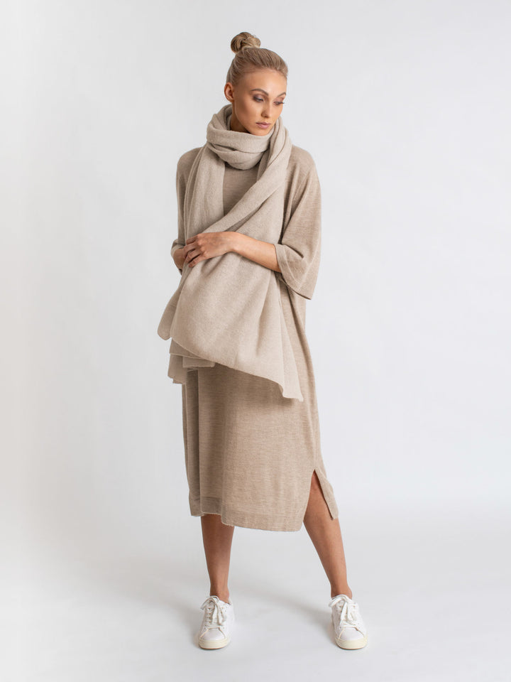 Airy cashmere scarf "Flow" - ginger