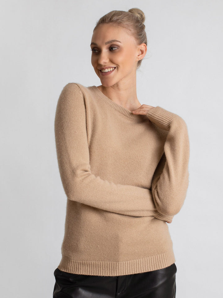 Cashmere sweater "Saga" - sand - 100% pure Cashmere - Scandinavian design - Kashmina of Norway