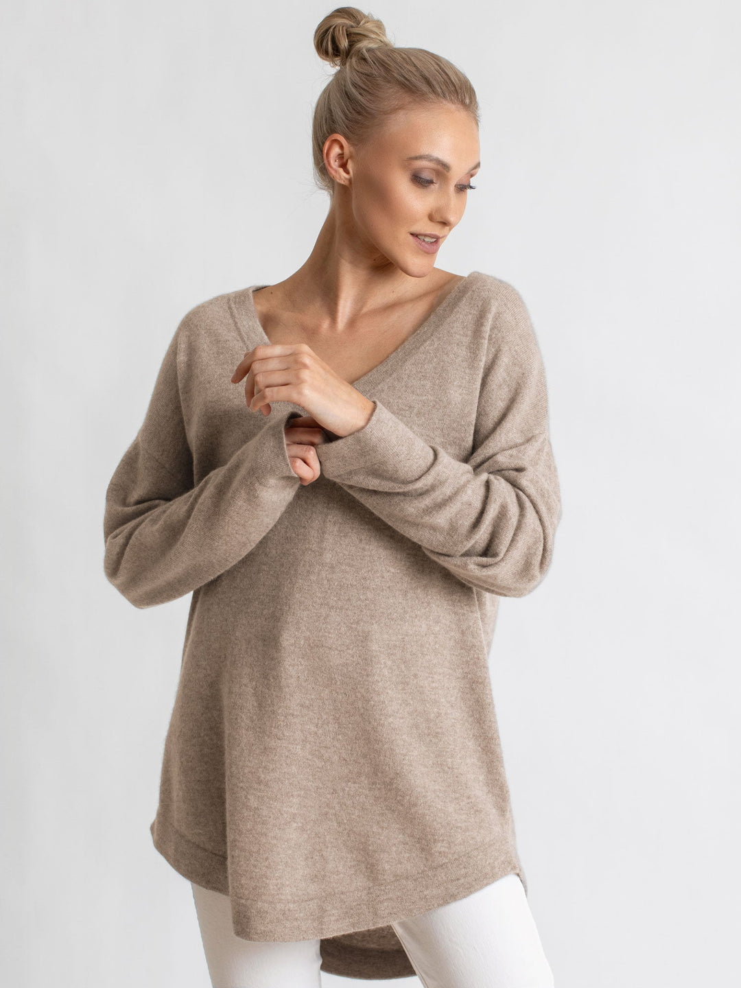 Cashmere sweater "Alva" - toast - 100% pure Cashmere - Scandinavian design - Kashmina of Norway