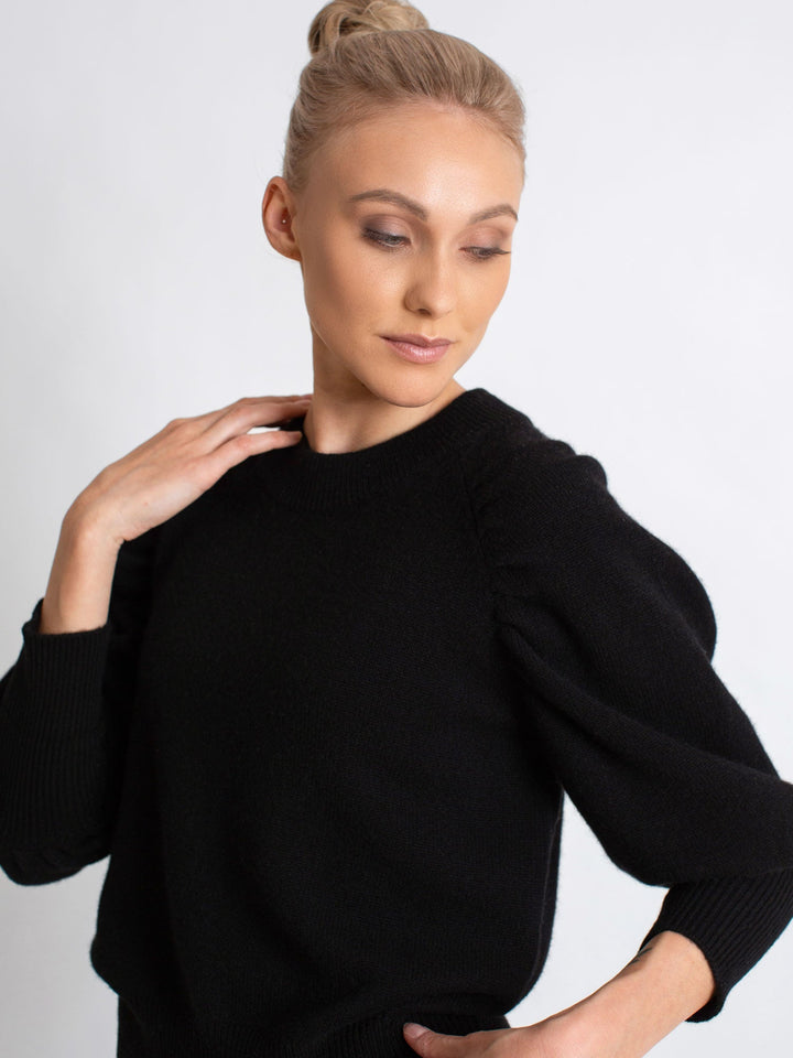 Cashmere sweater "Aurora" - black - 100% pure Cashmere - Scandinavian design - Kashmina of Norway
