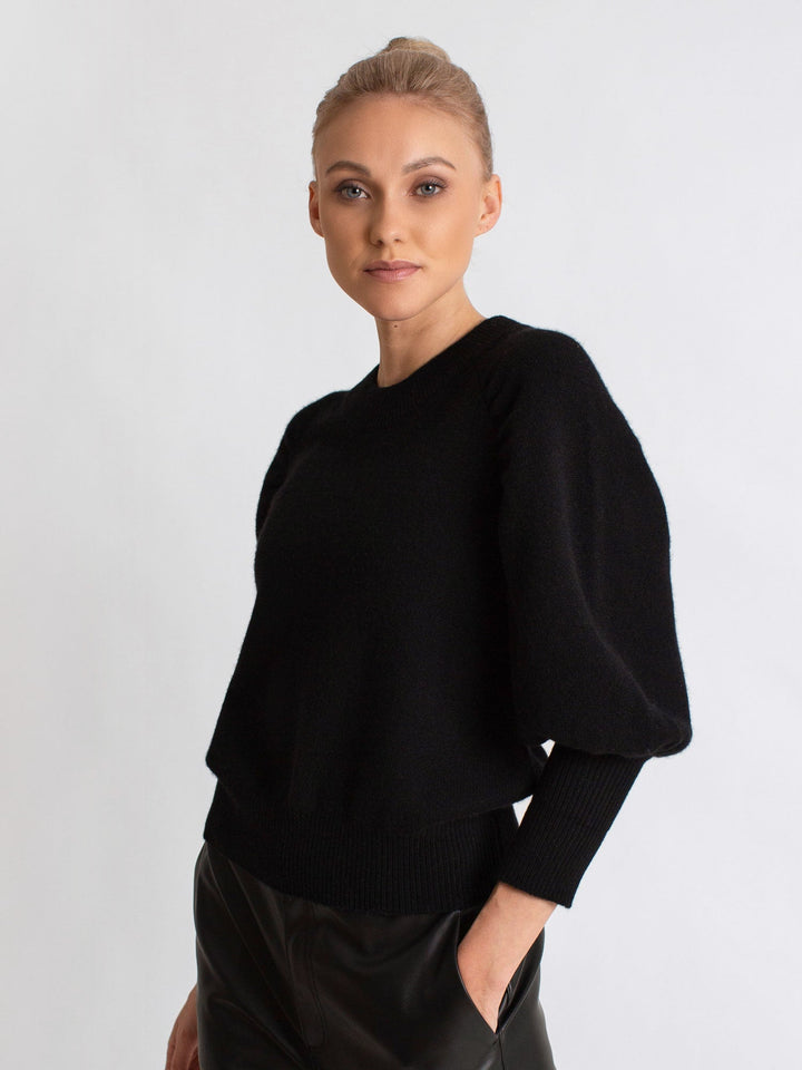 Cashmere sweater "Aurora" - black - 100% pure Cashmere - Scandinavian design - Kashmina of Norway