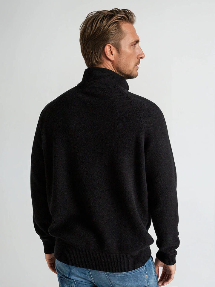 Mens cashmere sweater "frost" 100% cashmere from Kashmina. Color: Black