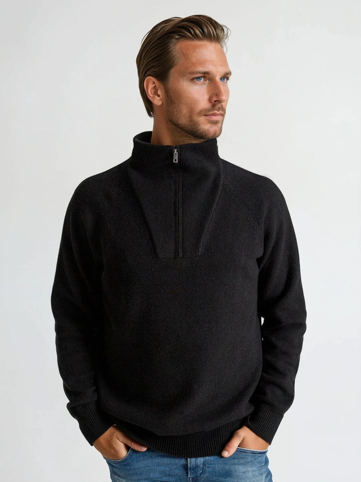 Mens cashmere sweater "frost" 100% cashmere from Kashmina. Color: Black