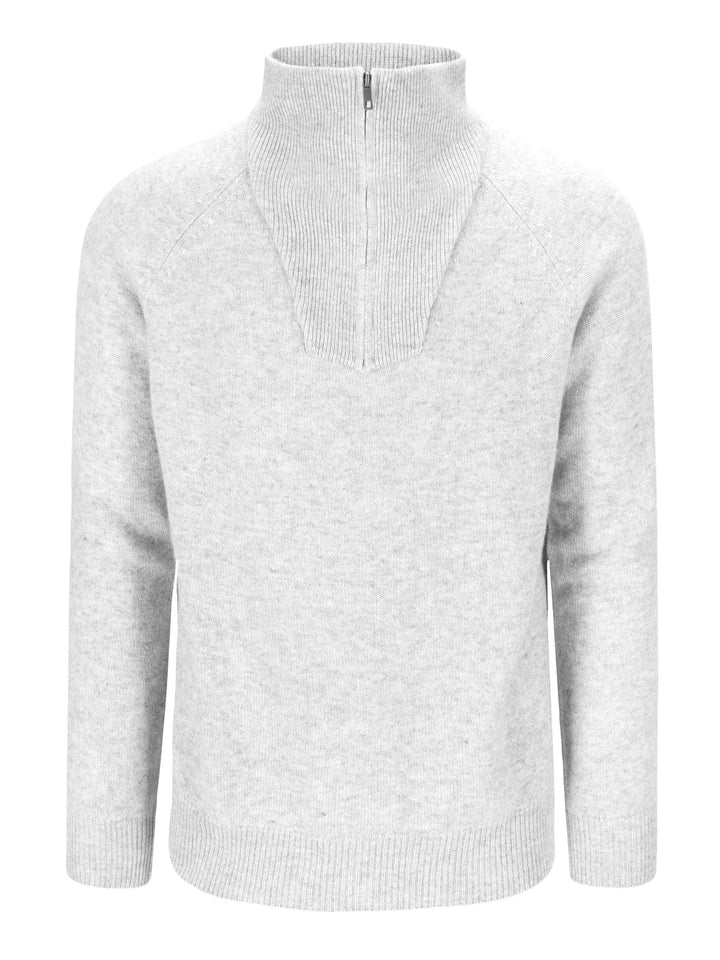 Cashmere sweater men "Frost zip" - light grey - 100% pure Cashmere - Scandinavian design - Kashmina of Norway