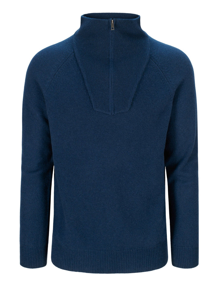 Cashmere sweater men "Frost zip" - mountain blue - 100% pure Cashmere - Scandinavian design - Kashmina of Norway