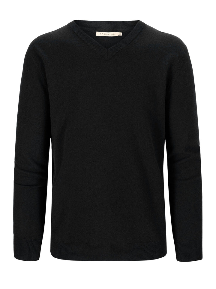 Cashmere sweater men "V-neck" - black - 100% pure Cashmere - Scandinavian design - Kashmina of Norway