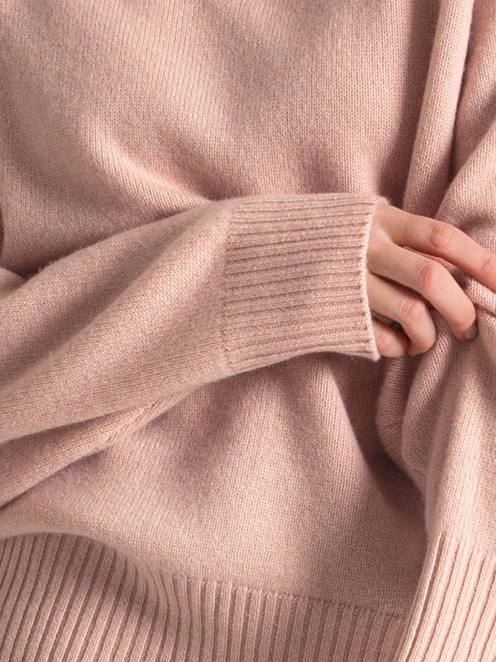 kashmina turtle neck cashmere sweater milano , color rose glow, cashmere wool Scandinavian design sustainable fashion.