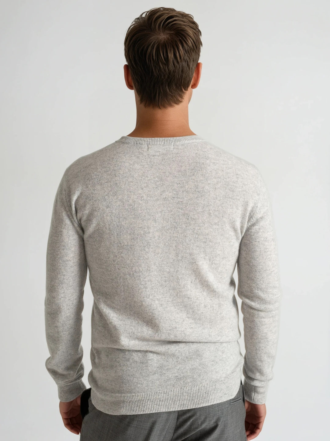 Cashmere sweater men "O-neck" - light grey