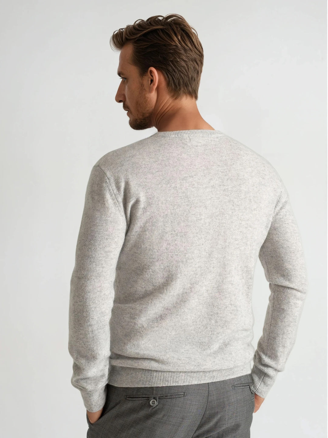 Cashmere sweater men "O-neck" - light grey