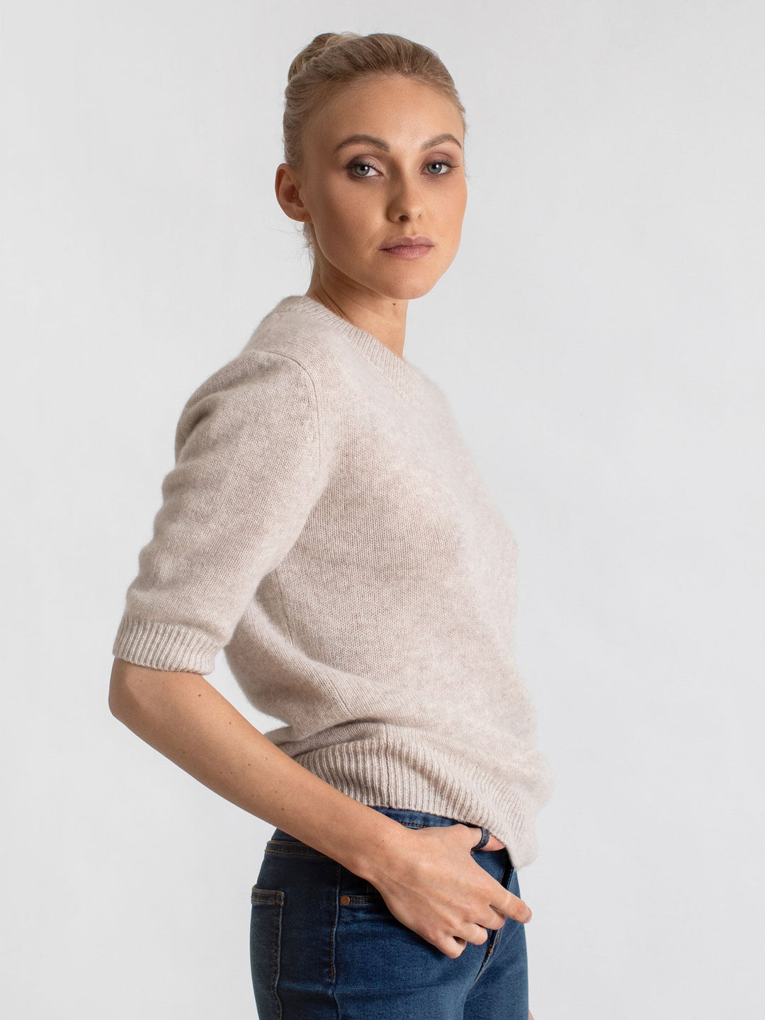 Cashmere sweater "Sofia sweater" - beige - 100% pure Cashmere - Scandinavian design - Kashmina of Norway