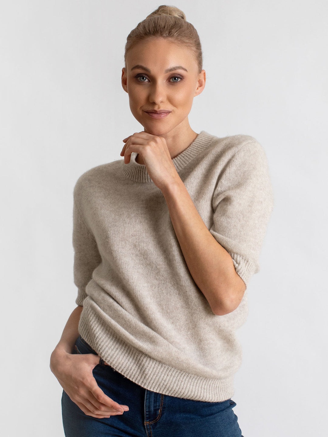 Cashmere sweater "Sofia sweater" - beige - 100% pure Cashmere - Scandinavian design - Kashmina of Norway