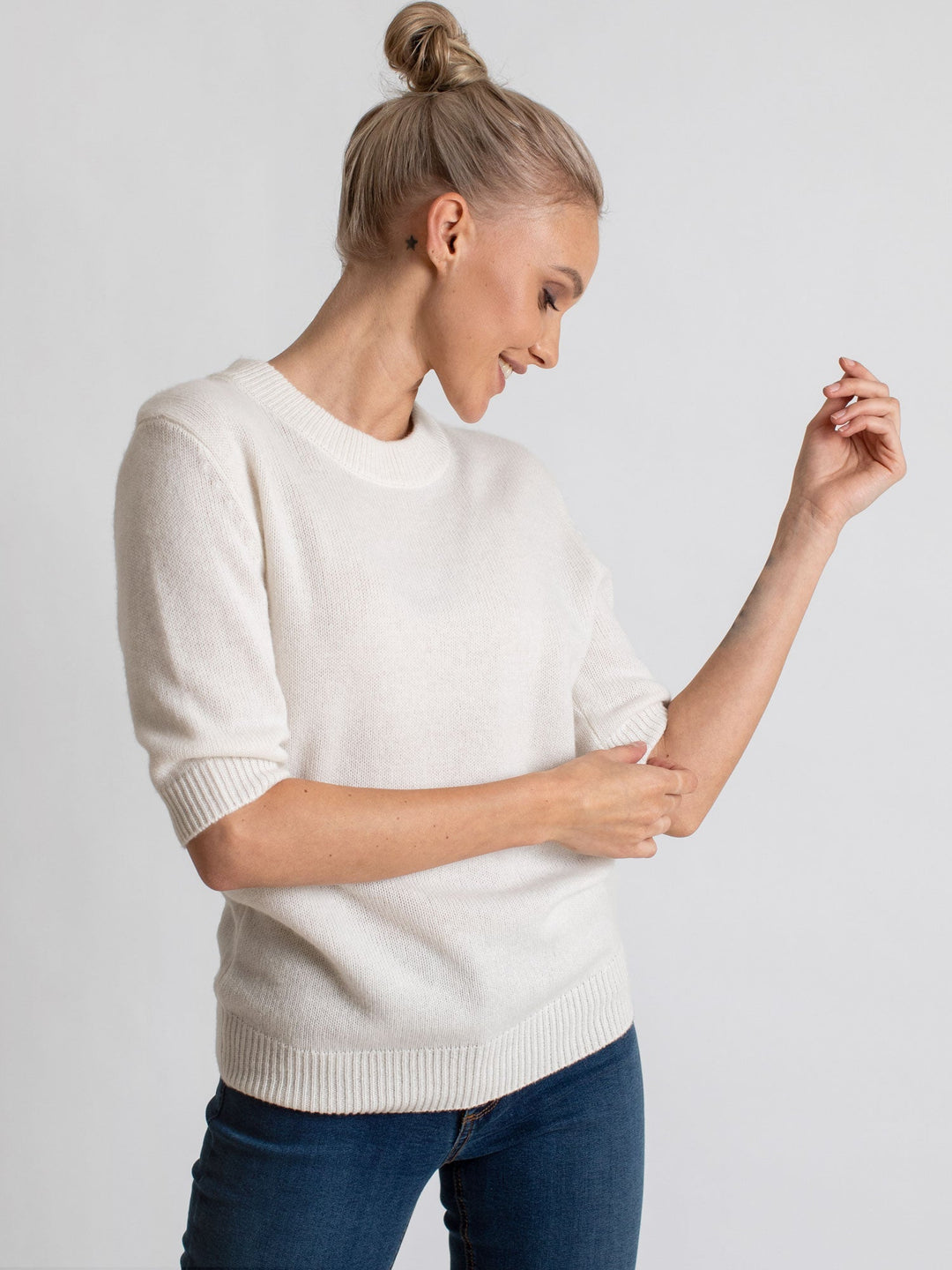 Cashmere sweater "Sofia sweater" - white - 100% pure Cashmere - Scandinavian design - Kashmina of Norway