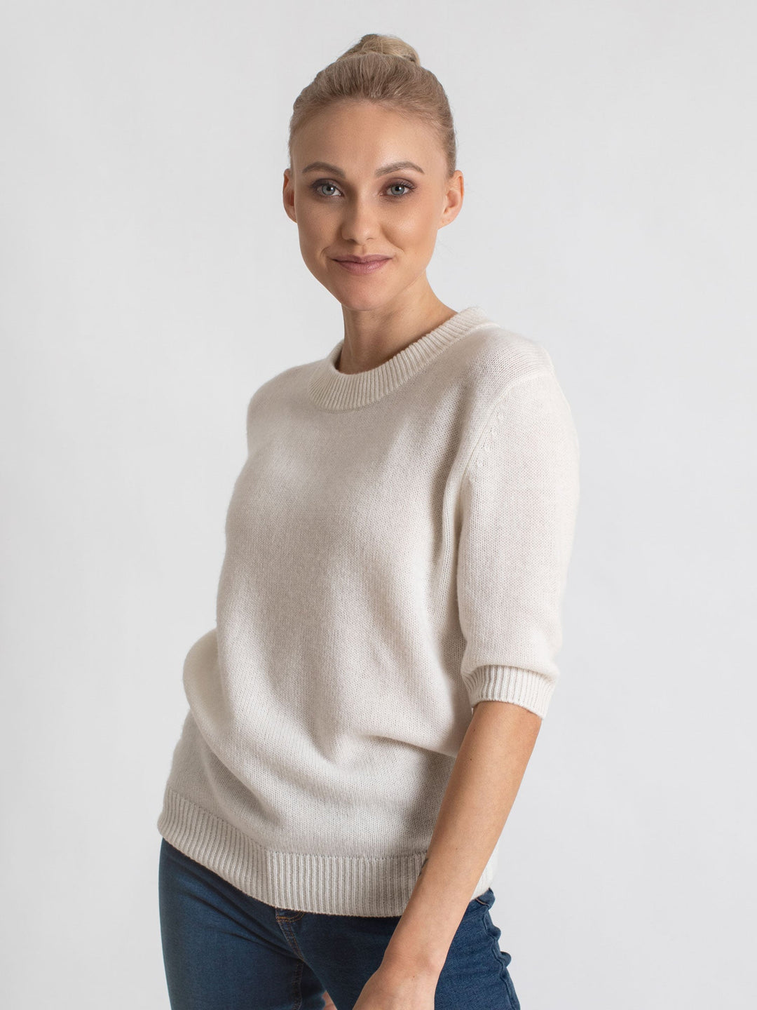 Cashmere sweater "Sofia sweater" - white - 100% pure Cashmere - Scandinavian design - Kashmina of Norway