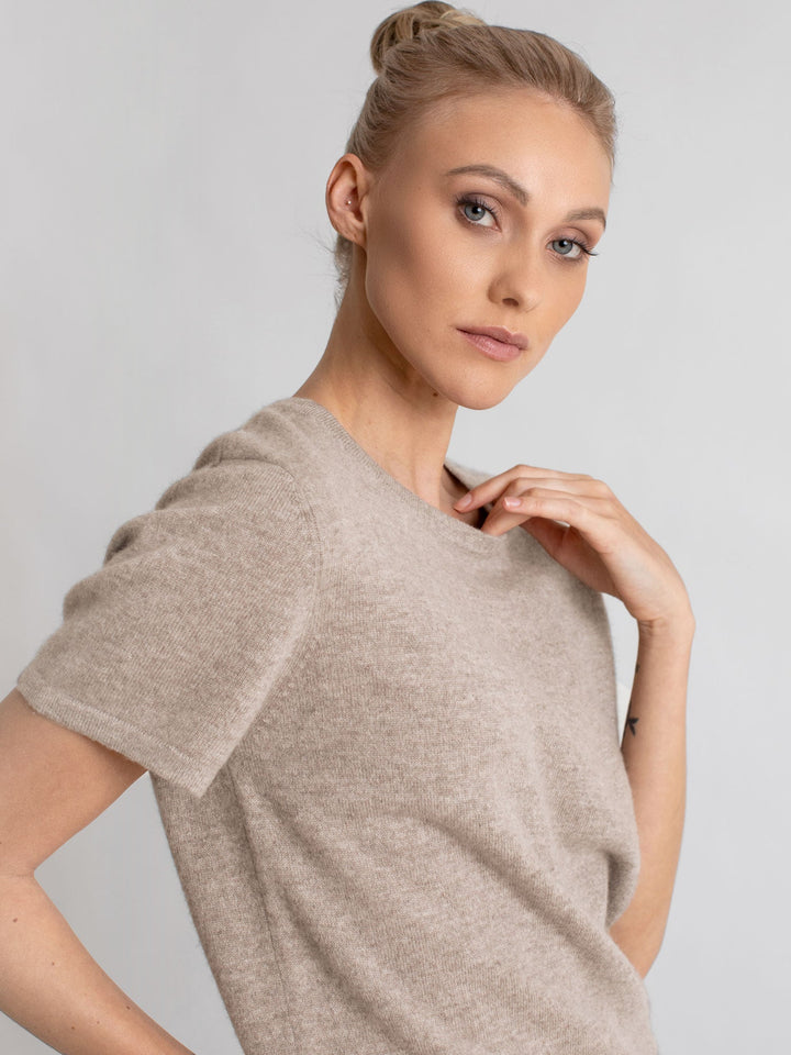 Cashmere T-shirt "Fresh" - toast - 100% pure Cashmere - Scandinavian design - Kashmina of Norway