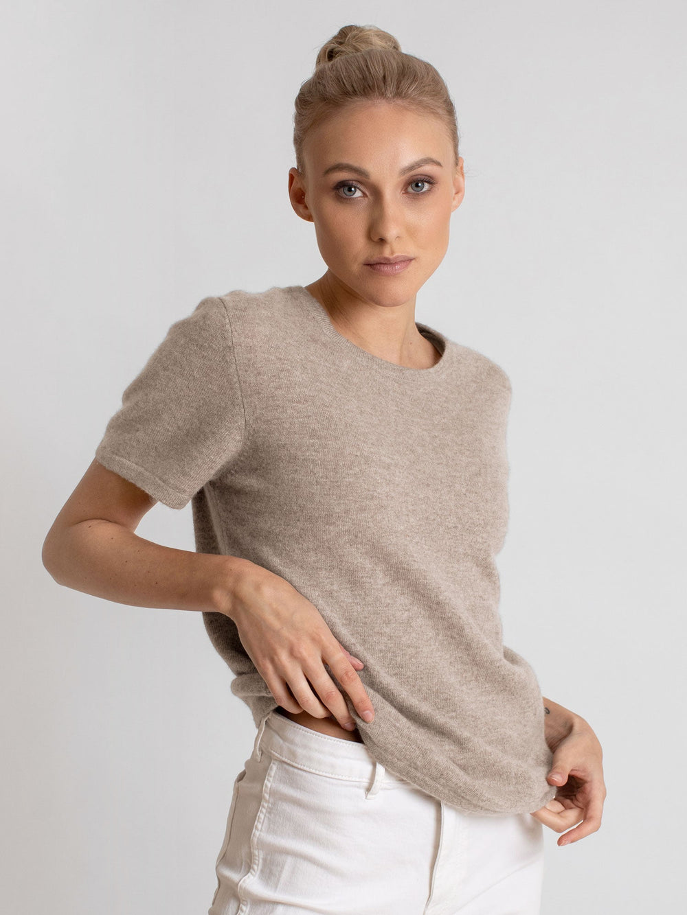 Cashmere T-shirt "Fresh" - toast - 100% pure Cashmere - Scandinavian design - Kashmina of Norway
