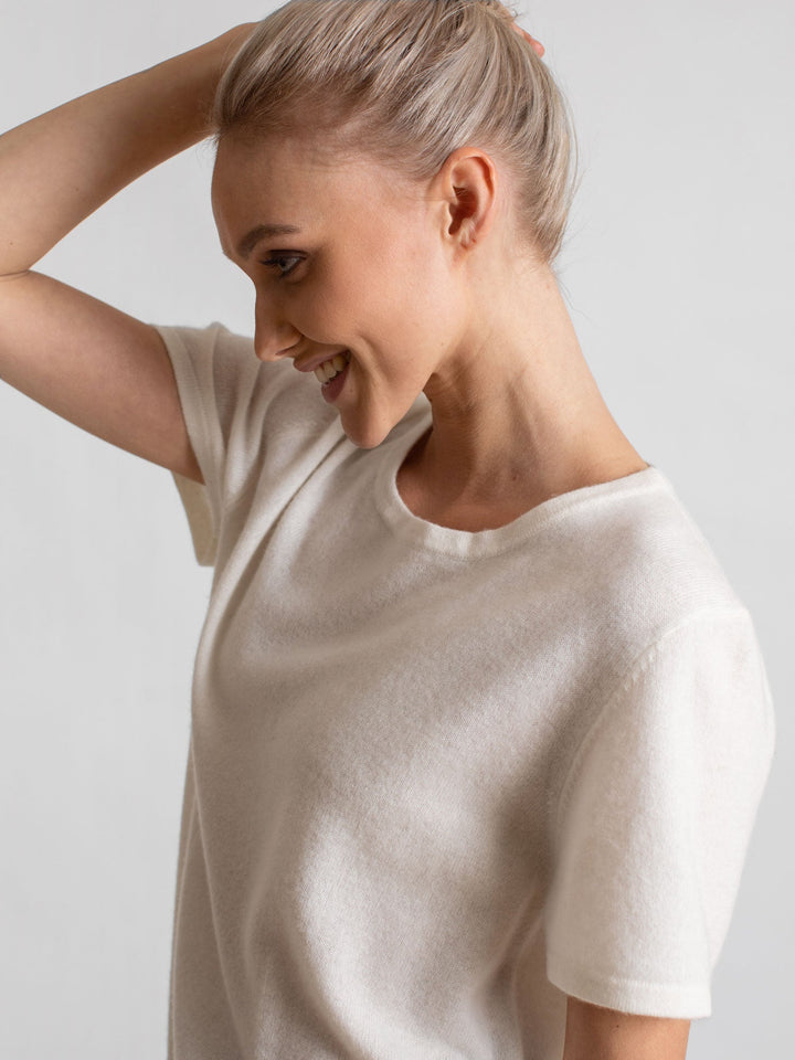Cashmere T-shirt "Fresh" - white - 100% pure Cashmere - Scandinavian design - Kashmina of Norway