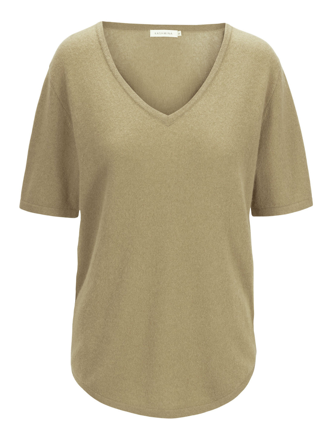 Cashmere T-shirt "Iben" 100% cashmere from Kashmina. Color: Olive