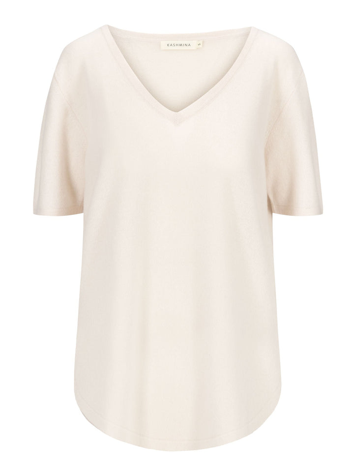 Cashmere T-shirt "Iben" - pearl - 100% pure Cashmere - Scandinavian design - Kashmina of Norway