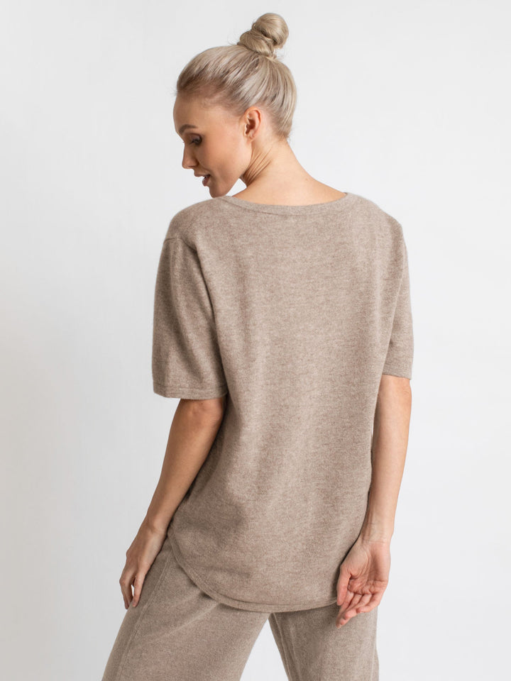 Cashmere T-shirt "Iben" - toast - 100% pure Cashmere - Scandinavian design - Kashmina of Norway
