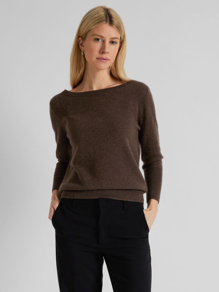 Cashmere sweater "Asta" - dark brown - 100% pure Cashmere - Scandinavian design - Kashmina of Norway