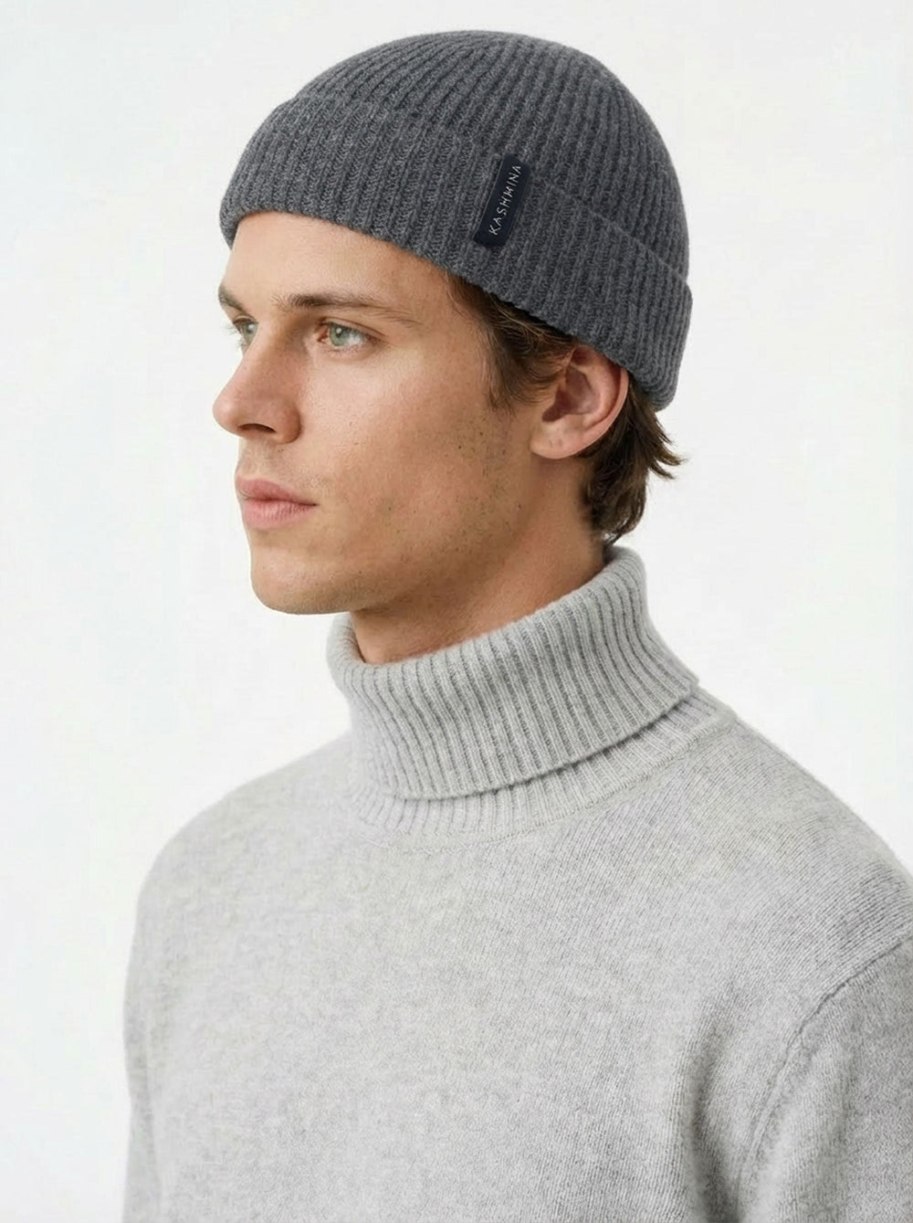 Cashmere beanie men "Brage" - dark grey - 100% pure Cashmere - Scandinavian design - Kashmina of Norway