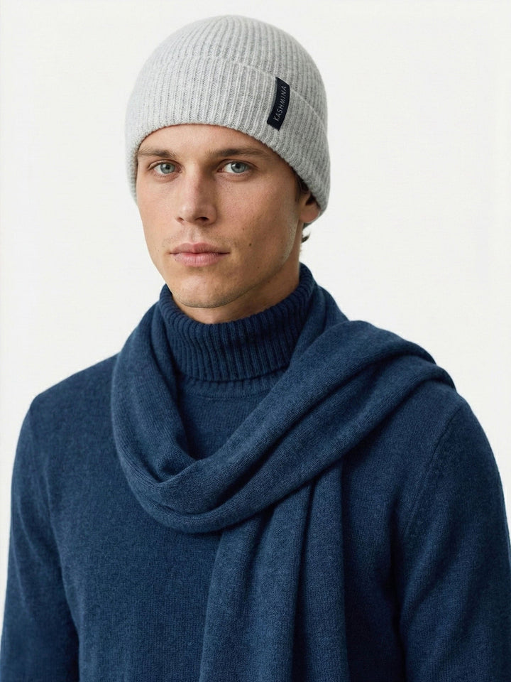 Cashmere beanie men "Brage" - light grey - 100% pure Cashmere - Scandinavian design - Kashmina of Norway