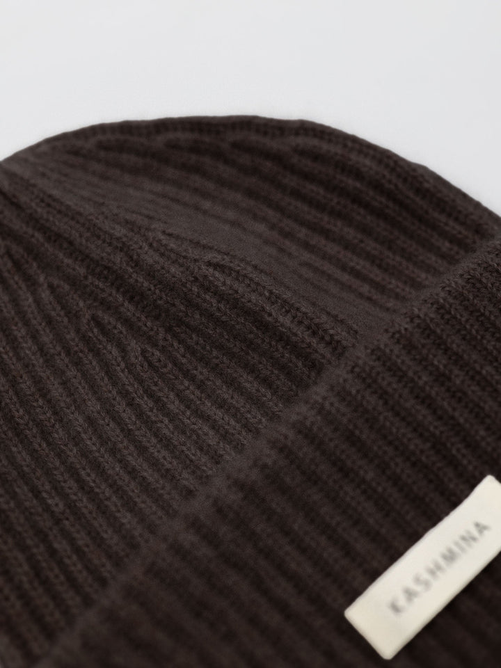 Cashmere beanie "Odny" - Dark brown - 100% pure Cashmere - Scandinavian design - Kashmina