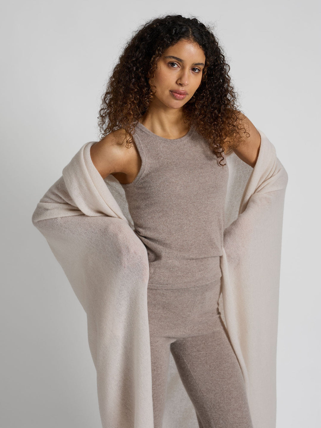 Cashmere blanket "Misty" - Cream - 100% pure Cashmere - Scandinavian design - Kashmina