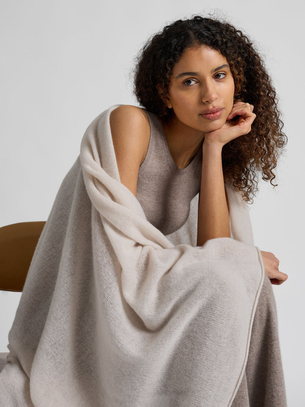 Cashmere blanket "Misty" - Cream - 100% pure Cashmere - Scandinavian design - Kashmina