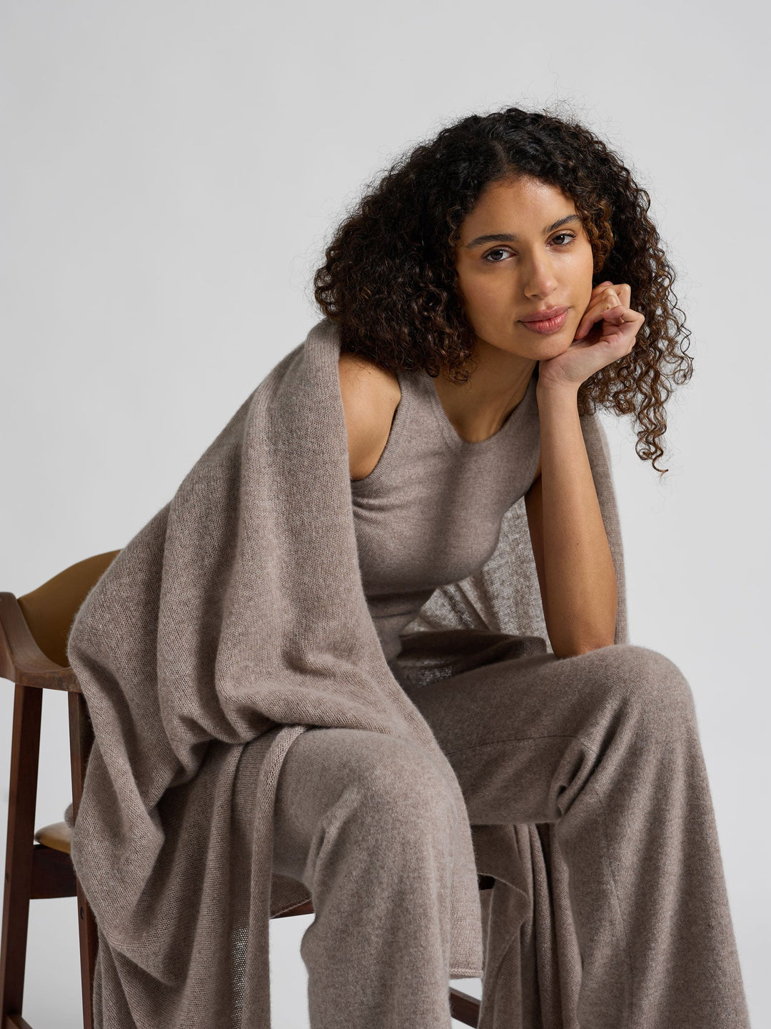 Cashmere blanket "Misty" - Toast - 100% pure Cashmere - Scandinavian design - Kashmina