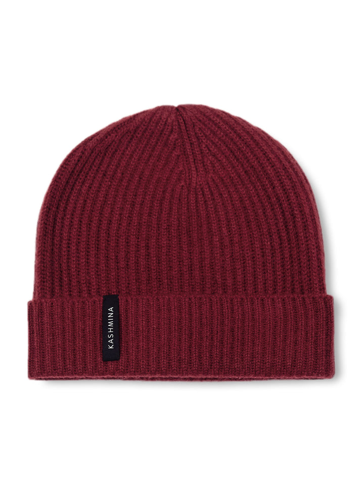 Cashmere beanie "Elli" in 100% pure cashmere. Color: Bordeaux. Scandinavian design by Kashmina.