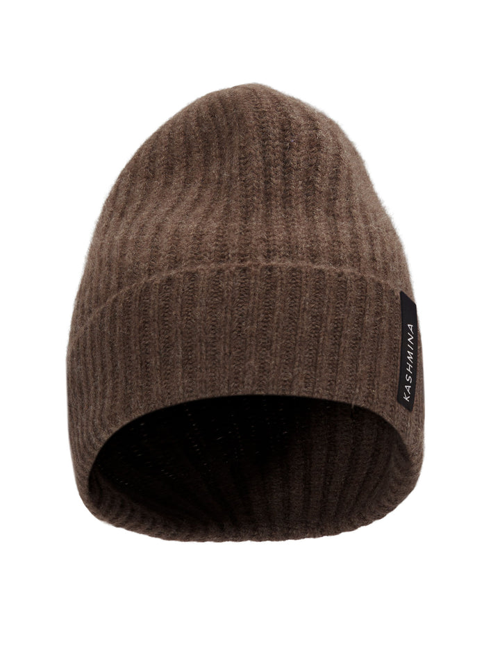 Cashmere cap "Elli" in 100% pure cashmere. Color: Dark Brown. Scandinavian design by Kashmina.