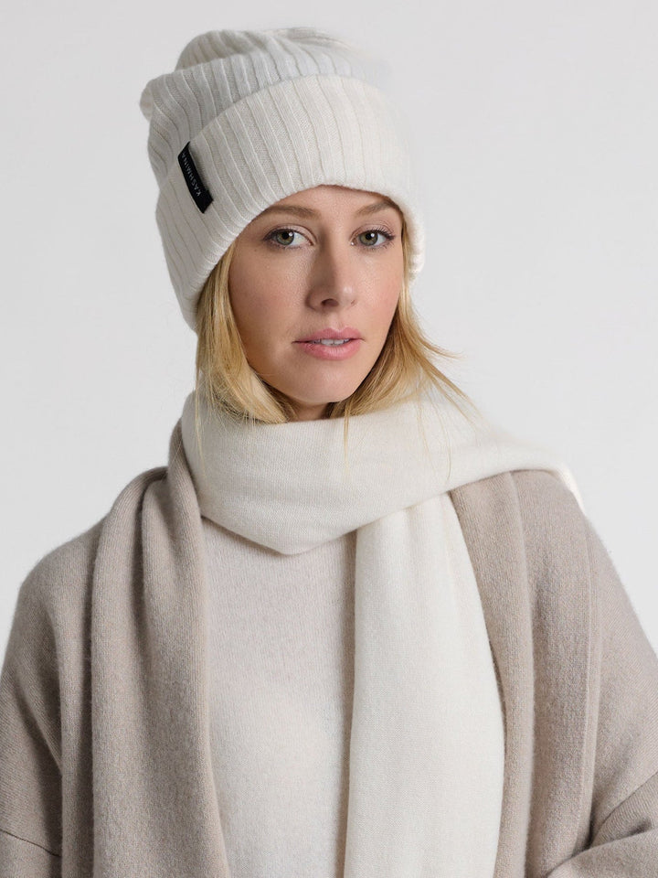 Cashmere scarf "Signature" - white - 100% pure Cashmere - Scandinavian design - Kashmina of Norway