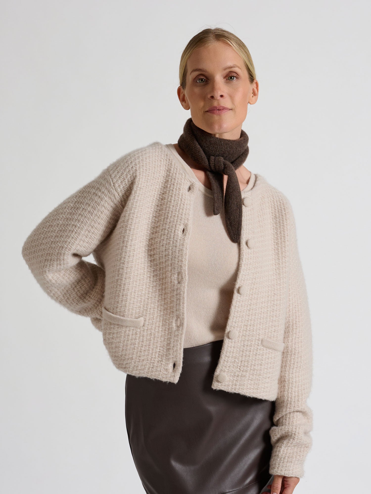 トップス Cashmere Fur Cardigan LIDNM Cashmere Fur Cardigan lidnm Elio Rib Fur Collar Cashmere Cardigan