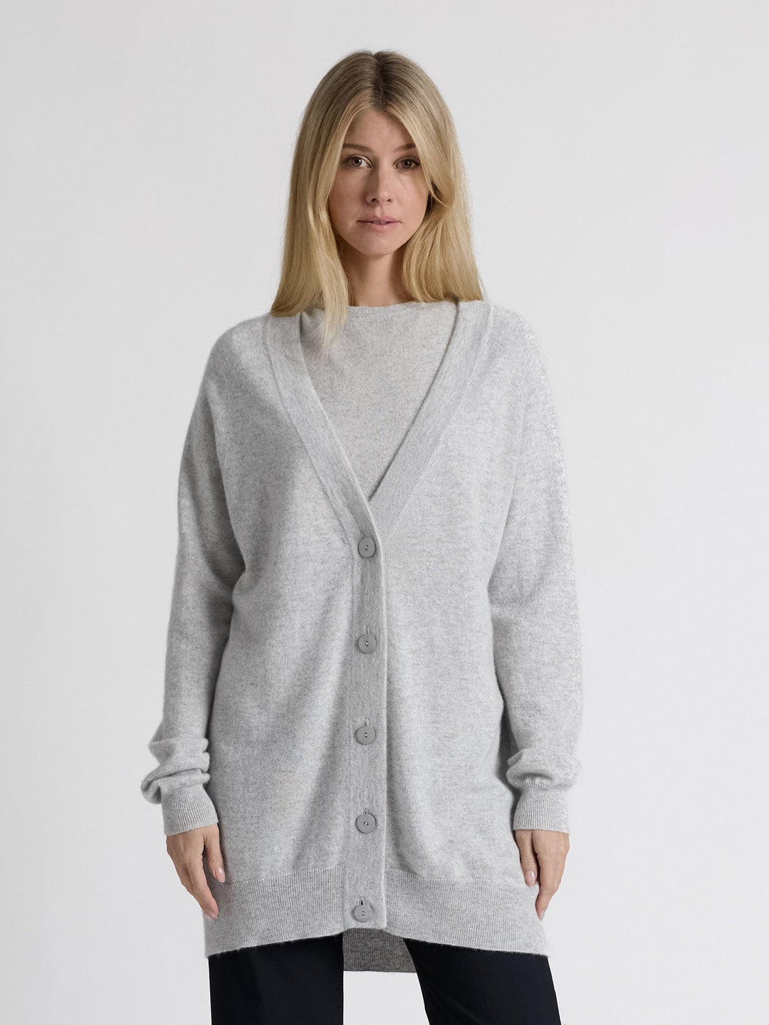 Cashmere cardigan "Lykke" - light grey - 100% pure Cashmere - Scandinavian design - Kashmina of Norway