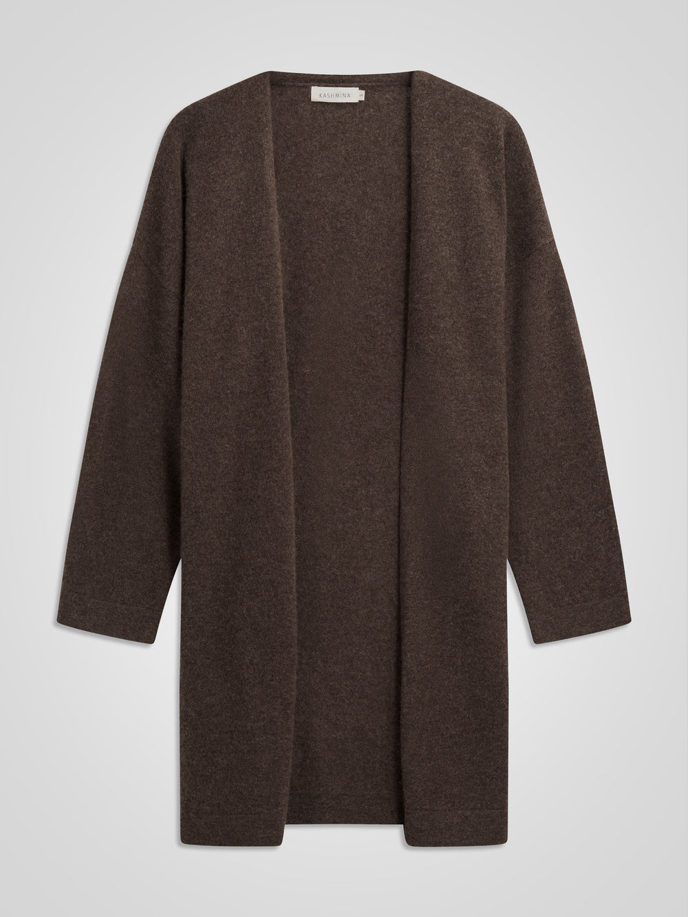 Cashmere long cardigan "Magni" in 100% pure cashmere. Scandinavian design by Kashmina. Color; Dark Brown.